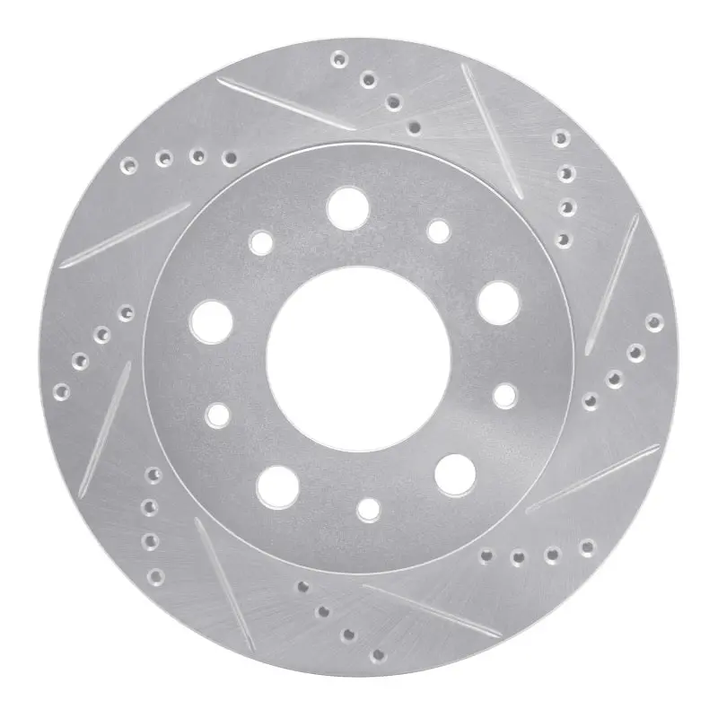 R1 14-21 Ram Promaster 2500 Rear Right Drilled & Slotted Silver Brake Rotor 1