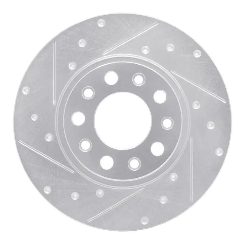 R1 14-22 Chrysler 200 Rear Left Drilled & Slotted Silver Brake Rotor 1