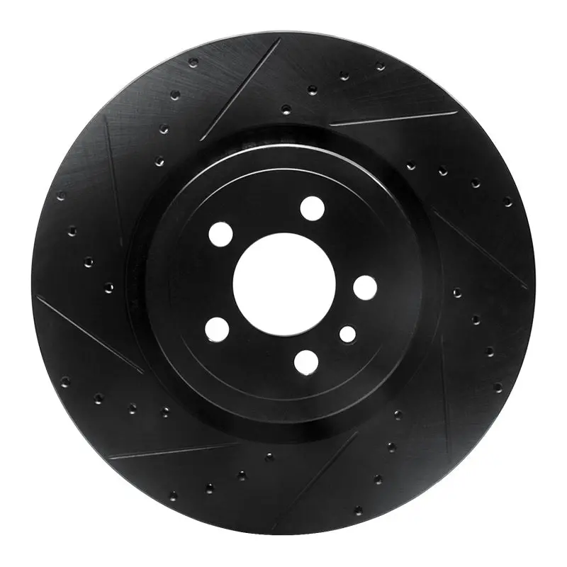 R1 14-23 Dodge Charger Front Left Drilled & Slotted Black Brake Rotor 1