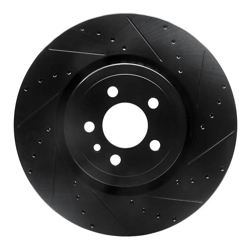 R1 14-23 Dodge Charger Front Right Drilled & Slotted Black Brake Rotor 1