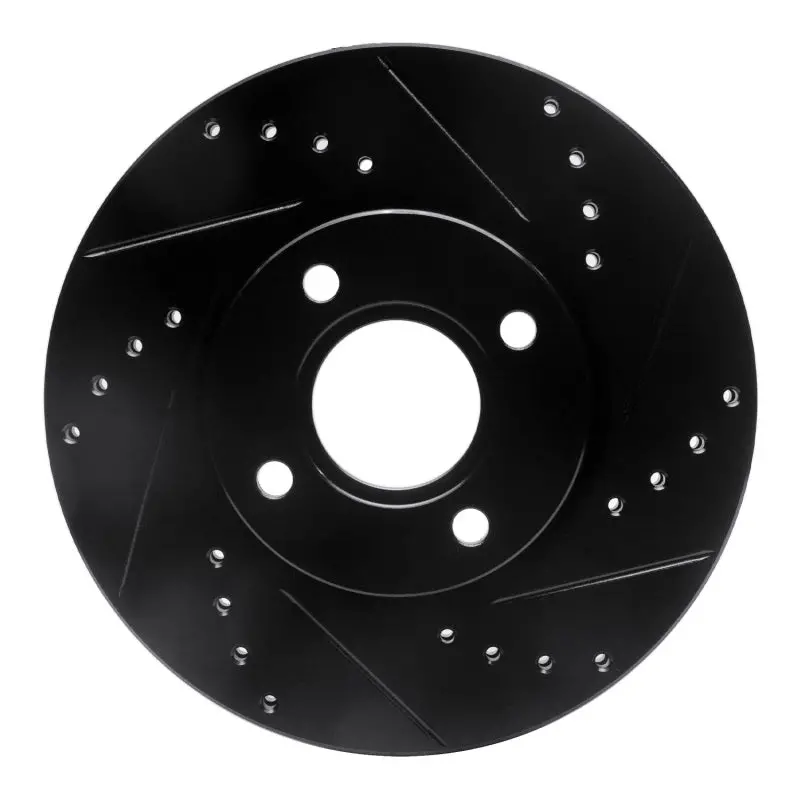 R1 14-23 Ford Fiesta (Usa/Canada) Front Right Drilled & Slotted Black Brake Rotor 1