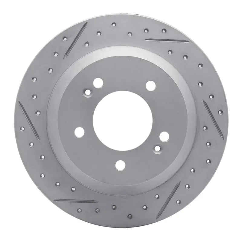 R1 14-23 Hyundai Kona Rear Left Drilled & Slotted Geo-Carbon Rotor 1