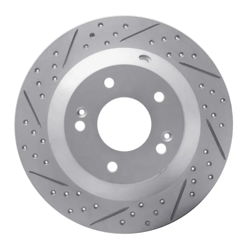 R1 14-23 Hyundai Kona Rear Right Drilled & Slotted Geo-Carbon Rotor 1