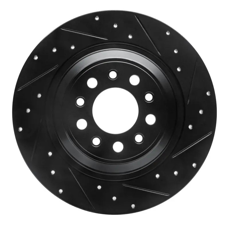 R1 14-23 Jeep Cherokee Rear Right Drilled & Slotted Black Brake Rotor 1