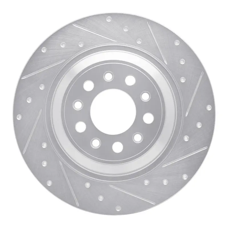 R1 14-23 Jeep Cherokee Rear Right Drilled & Slotted Silver Brake Rotor 1