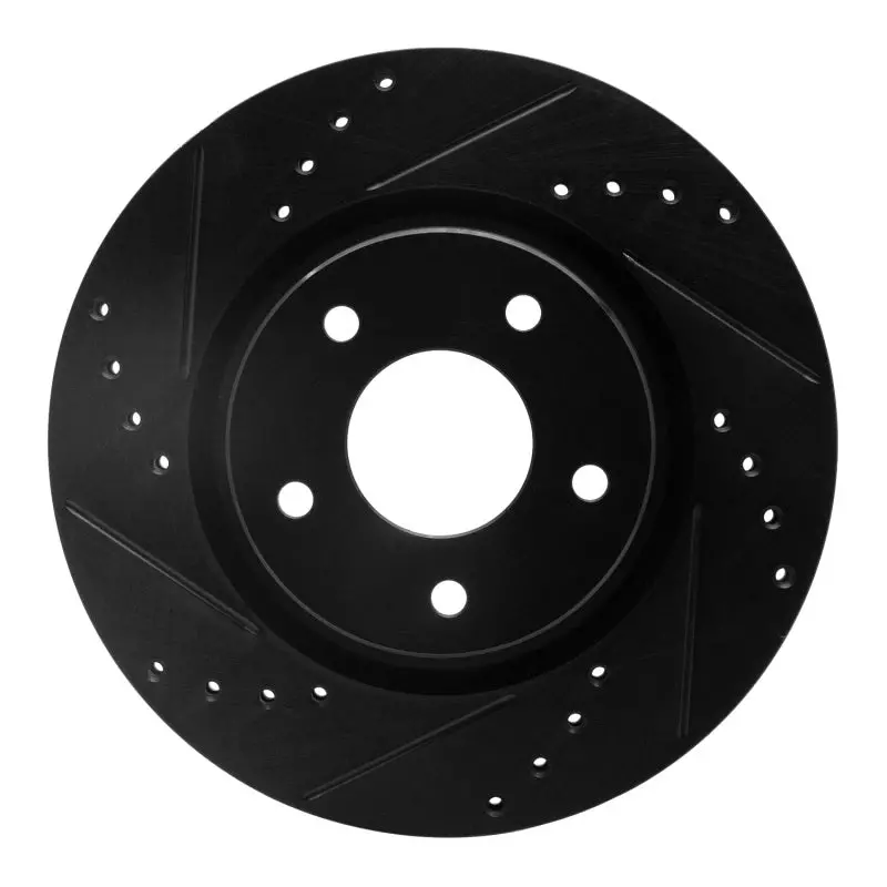 R1 14-23 Nissan X-Trail (Mexico) Front Left Drilled & Slotted Black Brake Rotor 1