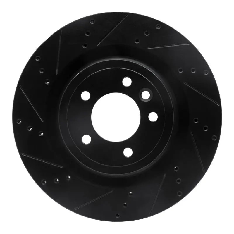 R1 14-24 Land Rover Range Rover Sport Rear Left Drilled & Slotted Black Brake Rotor 1