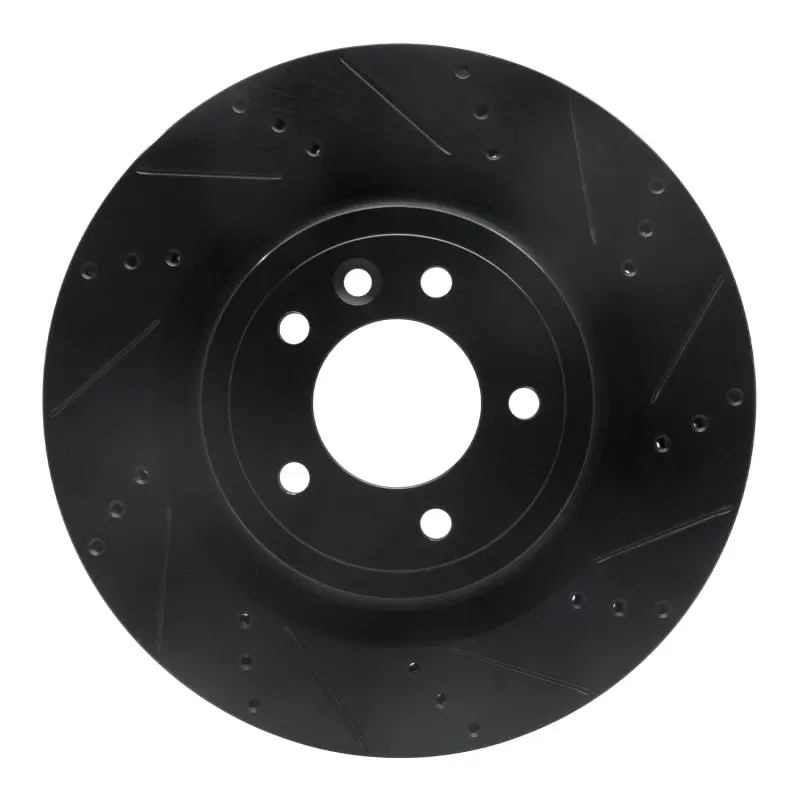 R1 14-24 Land Rover Range Rover Sport Rear Right Drilled & Slotted Black Brake Rotor 1