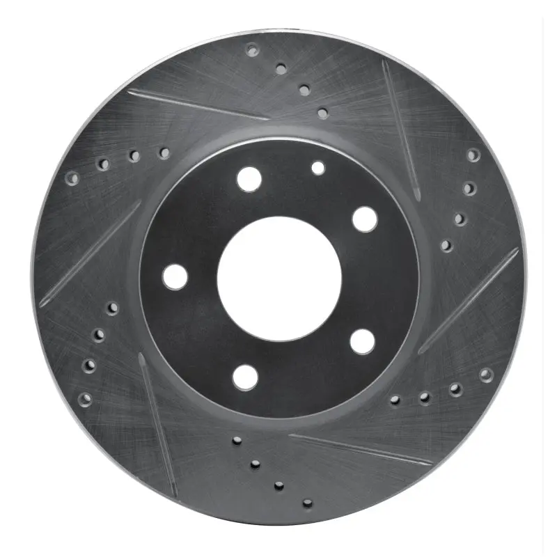 R1 14-24 Mazda 3 Front Right Drilled & Slotted Silver Brake Rotor 1