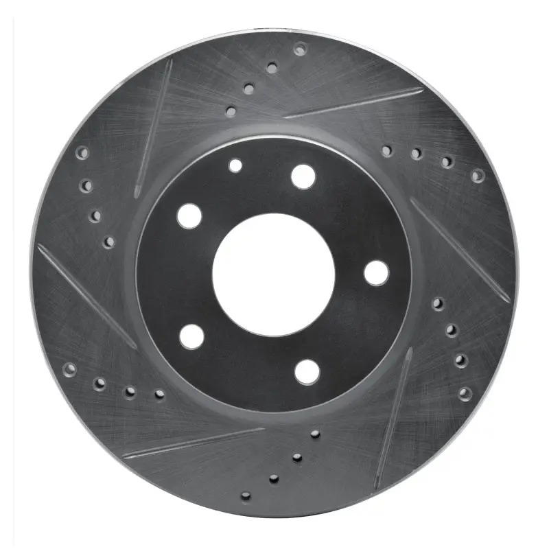 R1 14-24 Mazda Cx-3 Front Left Drilled & Slotted Silver Brake Rotor 1