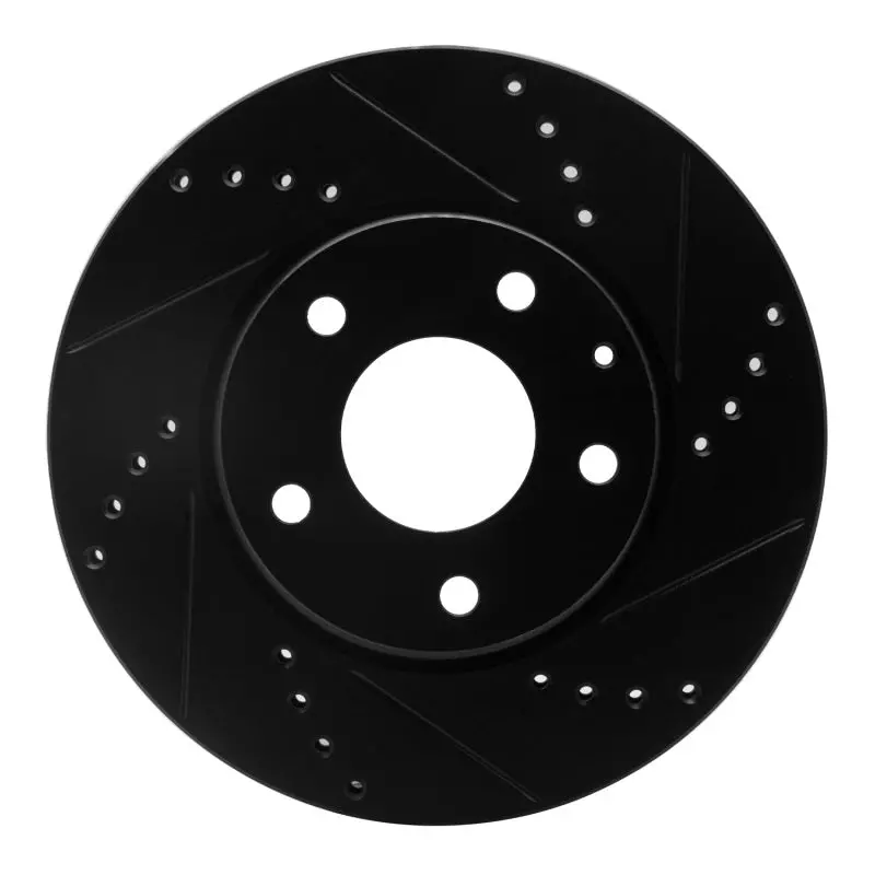 R1 14-24 Mazda Cx-3 Front Right Drilled & Slotted Black Brake Rotor 1
