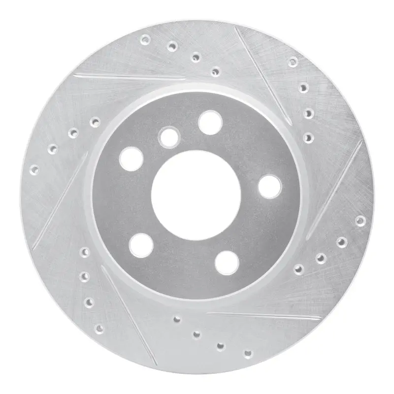 R1 14-24 Mini Cooper (Excl Clubman) Front Right Drilled & Slotted Silver Brake Rotor 1