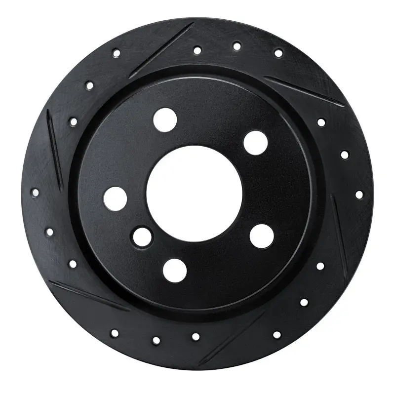 R1 14-24 Mini Cooper (Excl Clubman) Rear Left Drilled & Slotted Black Brake Rotor 1