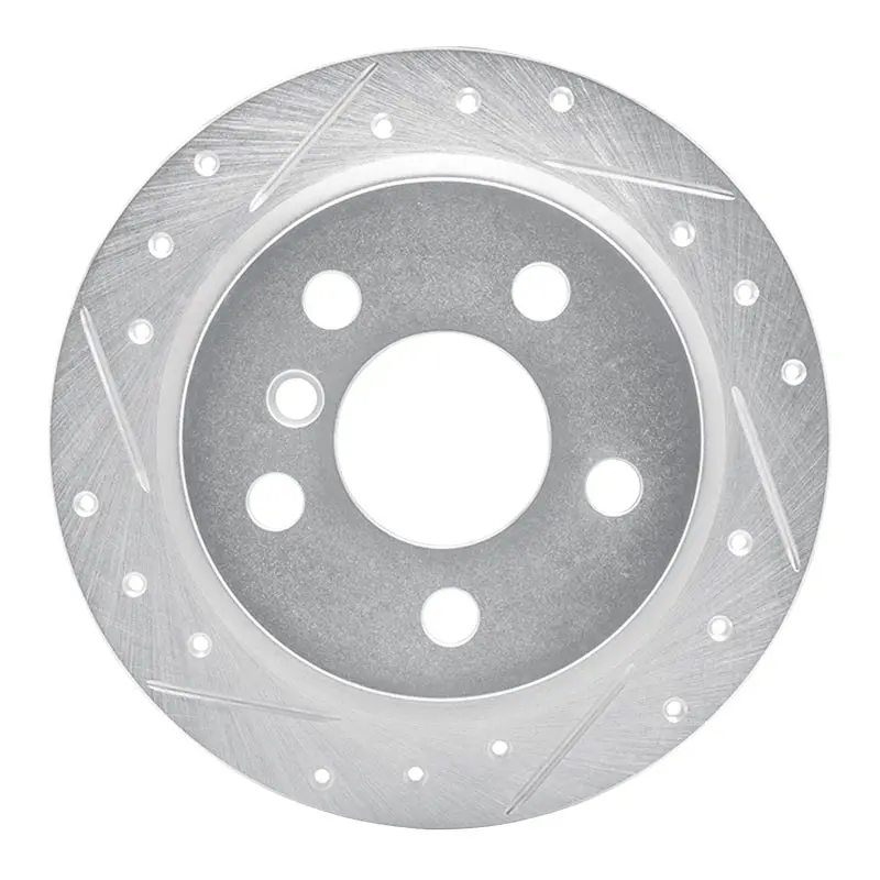 R1 14-24 Mini Cooper (Excl Clubman) Rear Left Drilled & Slotted Silver Brake Rotor 1