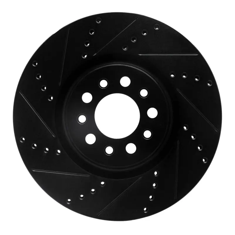 R1 14-25 Alfa Romeo Tonale Front Left Drilled & Slotted Black Brake Rotor 1