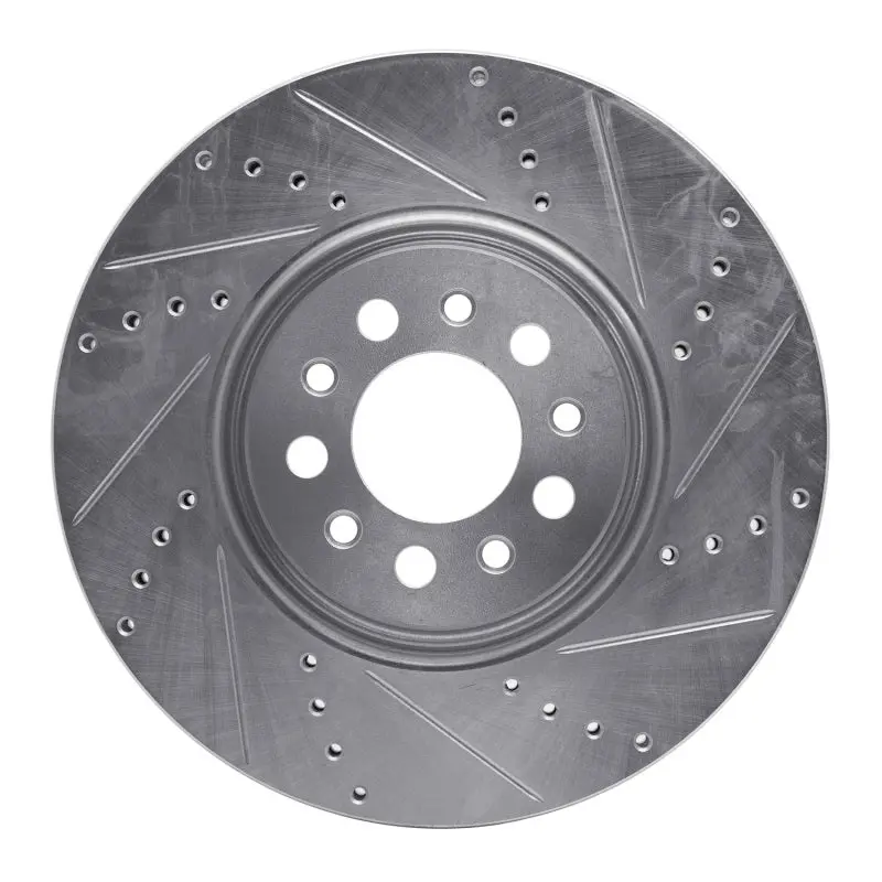 R1 14-25 Alfa Romeo Tonale Front Right Drilled & Slotted Silver Brake Rotor 1