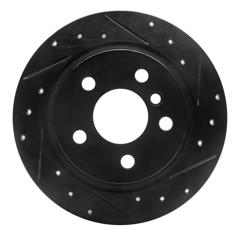 R1 14-25 Bmw 220I (Mexico) Rear Right Drilled & Slotted Black Brake Rotor 1
