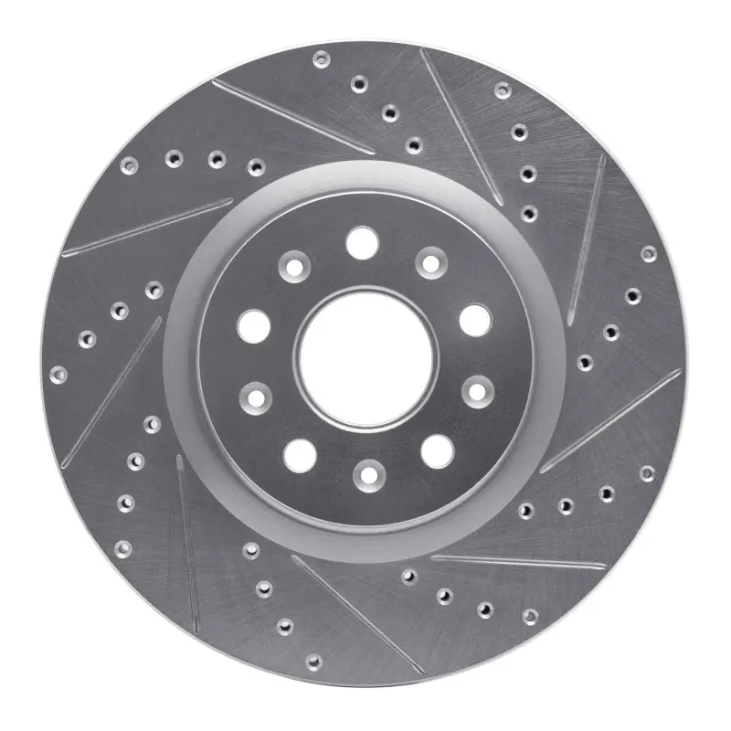 R1 14-25 Cadillac Ct5 Front Right Drilled & Slotted Silver Brake Rotor 1
