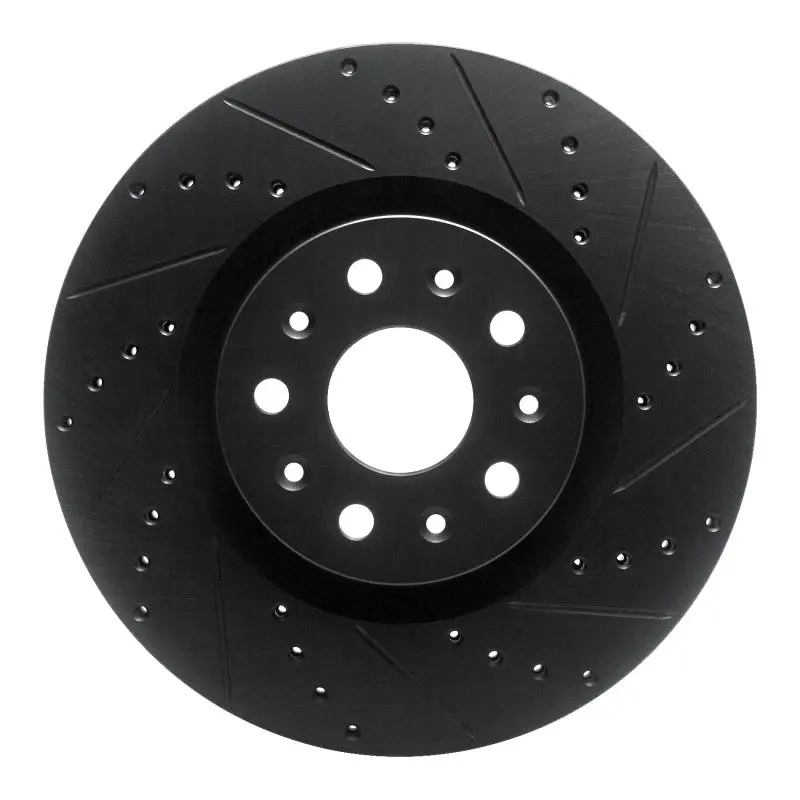 R1 14-25 Cadillac Ct6 Front Right Drilled & Slotted Black Brake Rotor 1