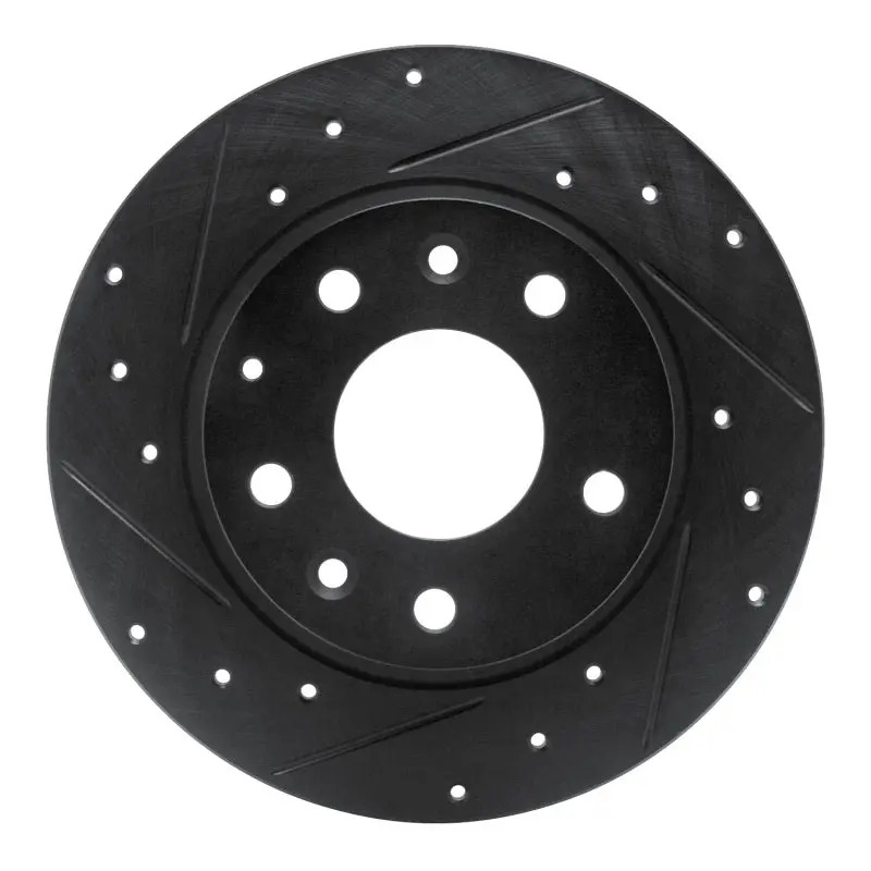 R1 14-25 Mazda 3 Rear Left Drilled & Slotted Black Brake Rotor 1