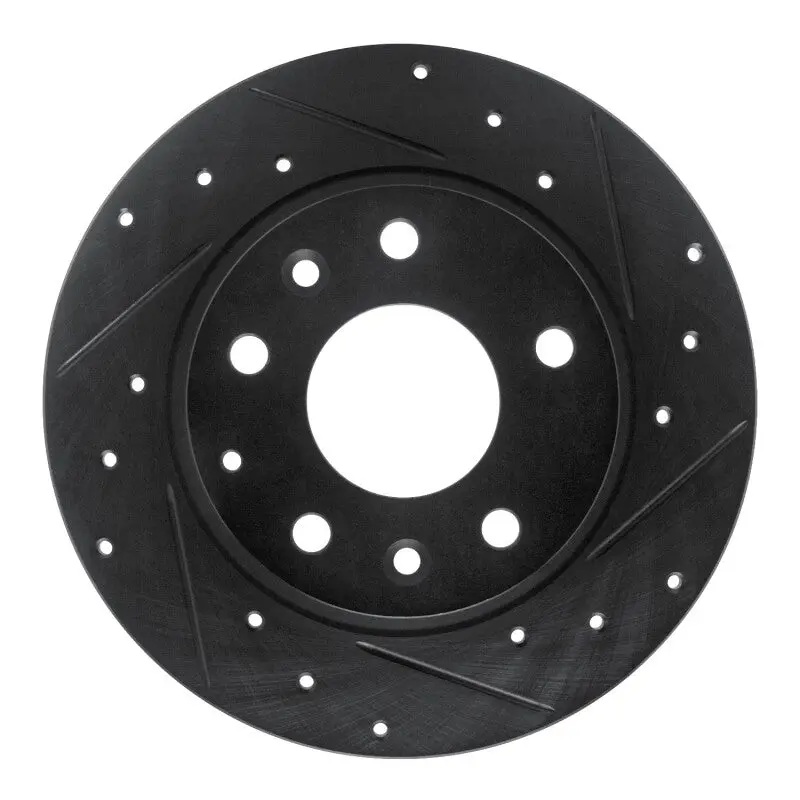 R1 14-25 Mazda 3 Rear Right Drilled & Slotted Black Brake Rotor 1