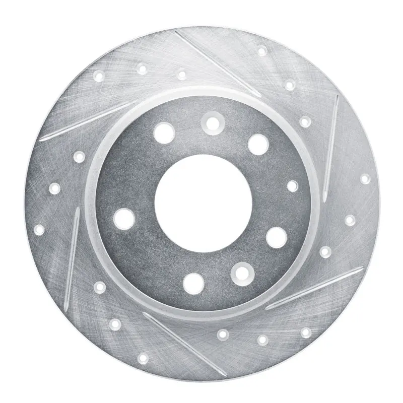 R1 14-25 Mazda 3 Rear Right Drilled & Slotted Silver Brake Rotor 1