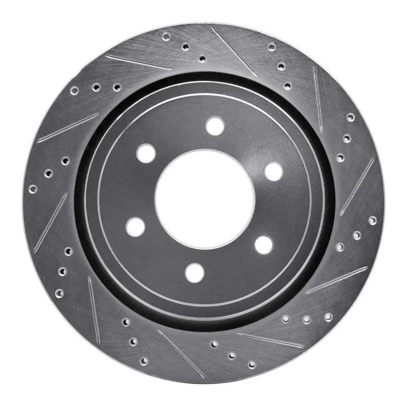 R1 15-17 Ford F-150 Rwd Rear Right Drilled & Slotted Silver Brake Rotor 1