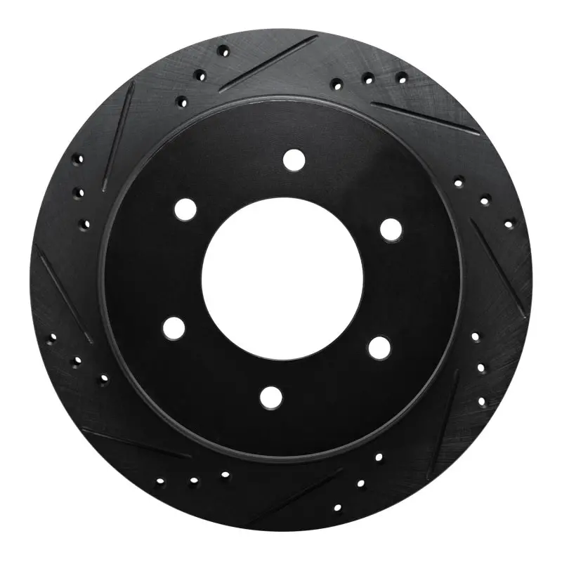 R1 15-17 Mitsubishi Montero Limited (Mexico) Rear Left Drilled & Slotted Black Brake Rotor 1