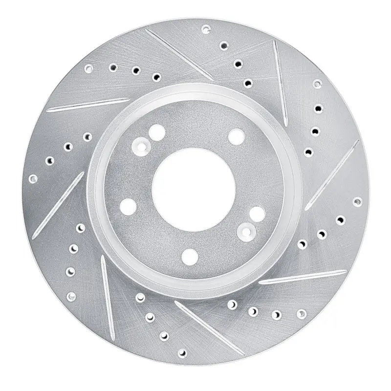 R1 15-19 Kia Soul Ev Front Right Drilled & Slotted Silver Brake Rotor 1