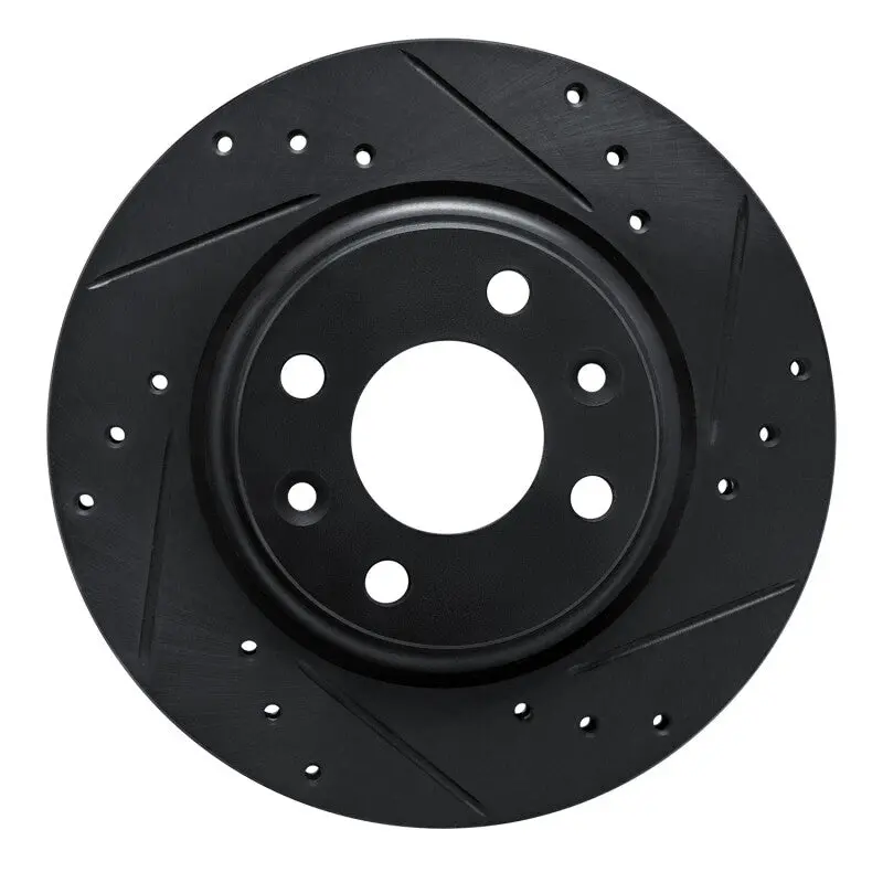 R1 15-19 Renault Logan (Mexico) Front Right Drilled & Slotted Black Brake Rotor 1