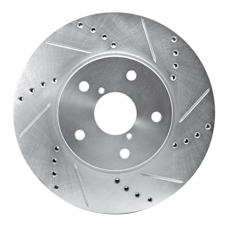 R1 15-19 Subaru Legacy Front Right Drilled & Slotted Silver Brake Rotor 1