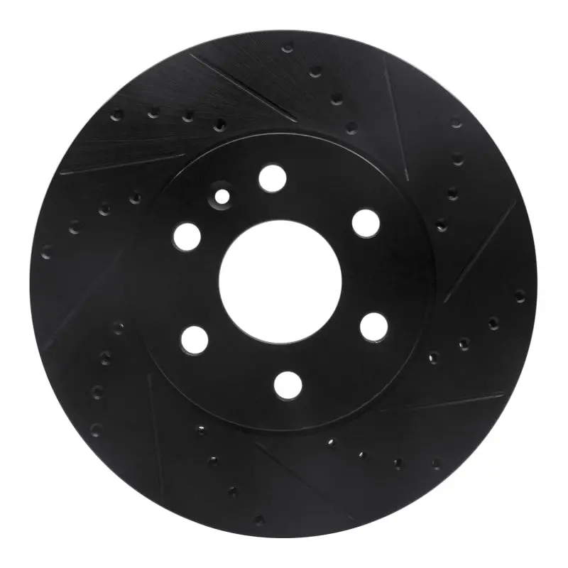 R1 15-20 Chevrolet Colorado Front Right Drilled & Slotted Black Brake Rotor 1