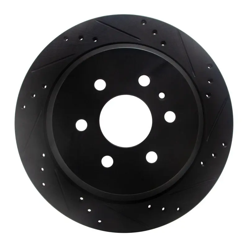 R1 15-20 Chevrolet Colorado Rear Right Drilled & Slotted Black Brake Rotor 1
