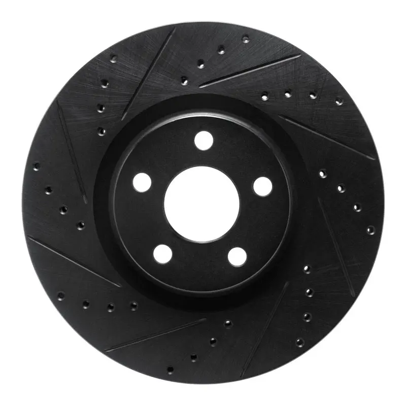 R1 15-20 Ford Edge Front Left Drilled & Slotted Black Brake Rotor 1
