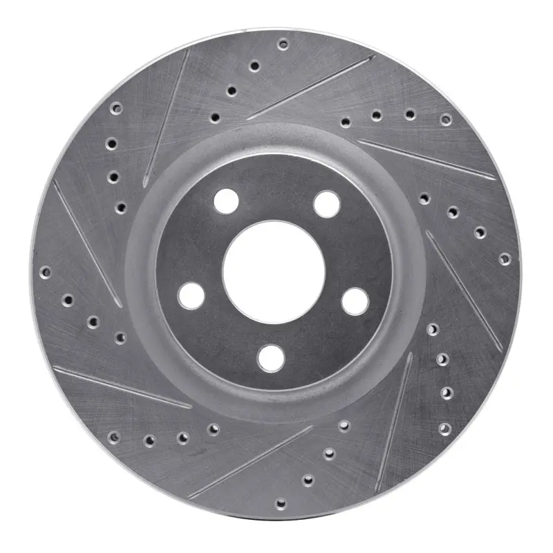 R1 15-20 Ford Edge Front Left Drilled & Slotted Silver Brake Rotor 1