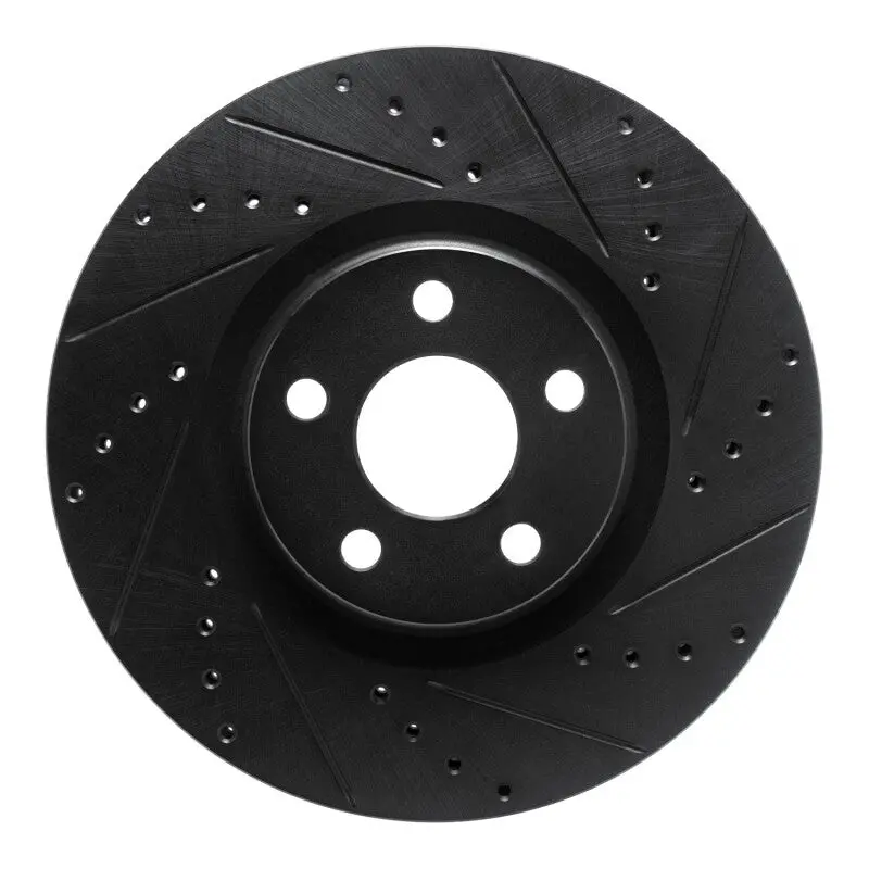 R1 15-20 Ford Edge Front Right Drilled & Slotted Black Brake Rotor 1