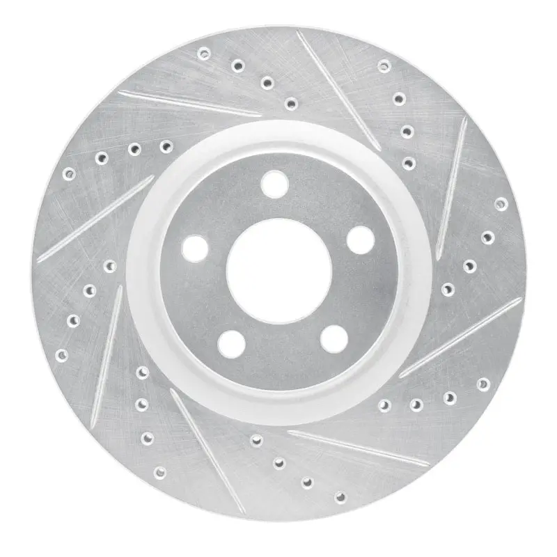 R1 15-20 Ford Edge Front Right Drilled & Slotted Silver Brake Rotor 1