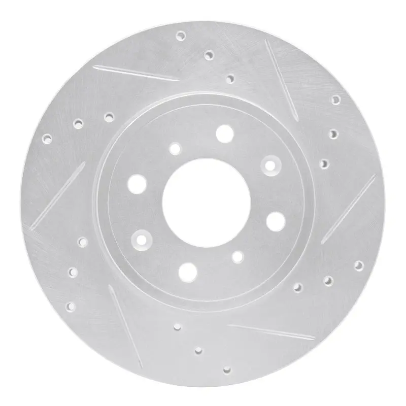 R1 15-20 Honda Fit (Mexico) Front Right Drilled & Slotted Silver Brake Rotor 1
