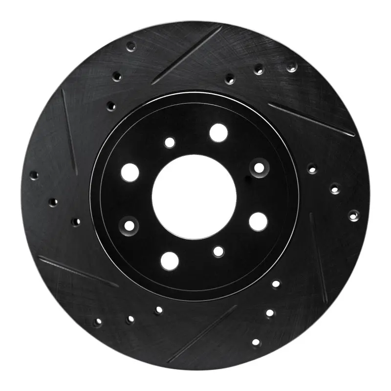 R1 15-20 Honda Fit (Usa/Canada) Front Left Drilled & Slotted Black Brake Rotor 1