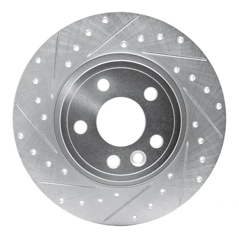 R1 15-20 Jaguar E-Pace Rear Left Drilled & Slotted Silver Brake Rotor 1
