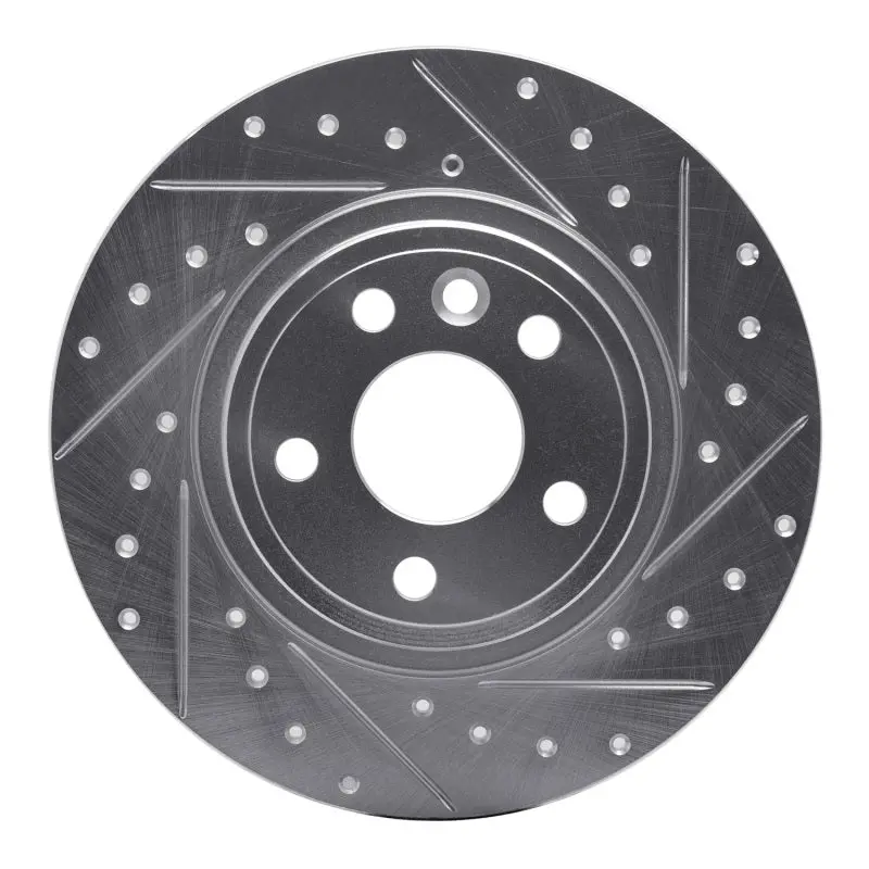 R1 15-20 Jaguar E-Pace Rear Right Drilled & Slotted Silver Brake Rotor 1