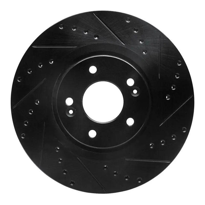 R1 15-20 Kia Sorento Front Right Drilled & Slotted Black Brake Rotor 1