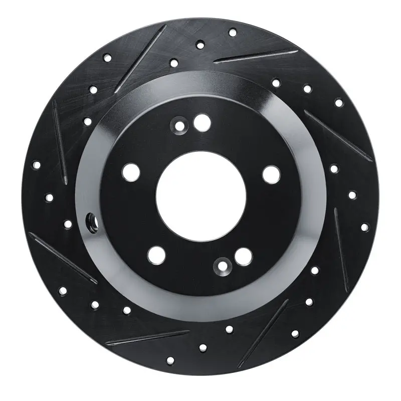 R1 15-20 Kia Sorento Rear Left Drilled & Slotted Black Brake Rotor 1