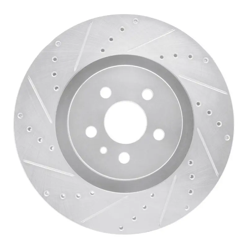 R1 15-21 Ford Edge Front Left Drilled & Slotted Silver Brake Rotor 1
