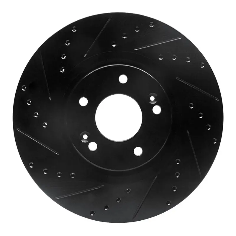 R1 15-21 Kia Sedona Front Left Drilled & Slotted Black Brake Rotor 1