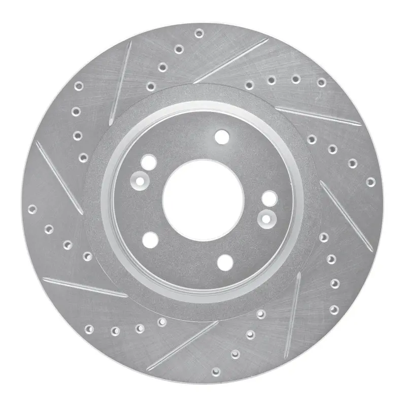 R1 15-21 Kia Sedona Front Left Drilled & Slotted Silver Brake Rotor 1