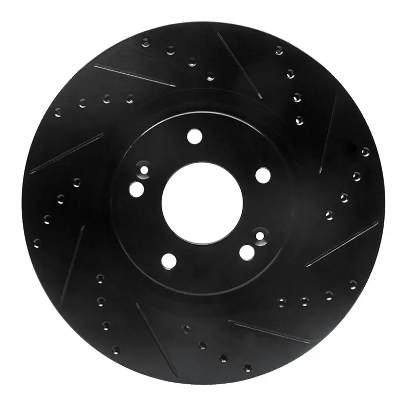 R1 15-21 Kia Sedona Front Right Drilled & Slotted Black Brake Rotor 1