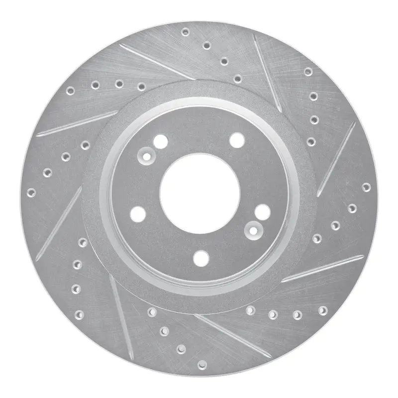 R1 15-21 Kia Sedona Front Right Drilled & Slotted Silver Brake Rotor 1