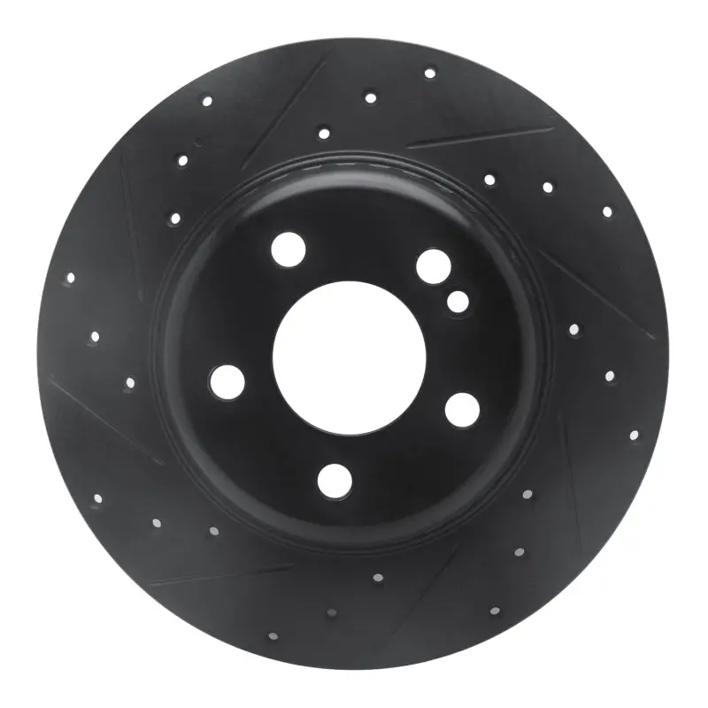 R1 15-21 Mercedes-Benz C300 Coupe & Convertible Rear Left Drilled & Slotted Black Brake Rotor 1