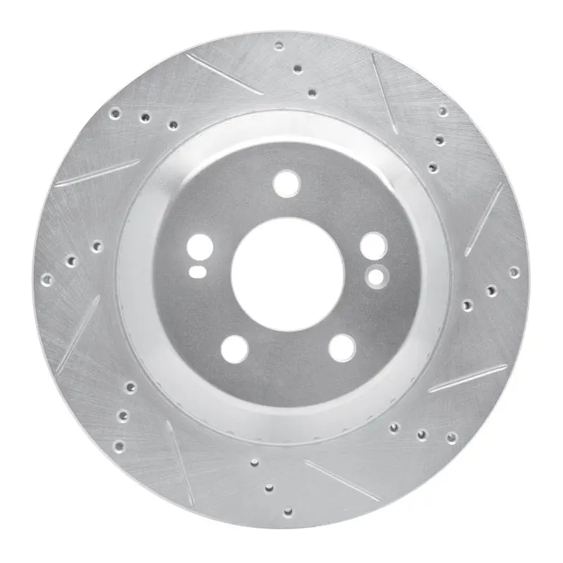 R1 15-21 Mercedes-Benz S450 Rear Right Drilled & Slotted Silver Brake Rotor 1